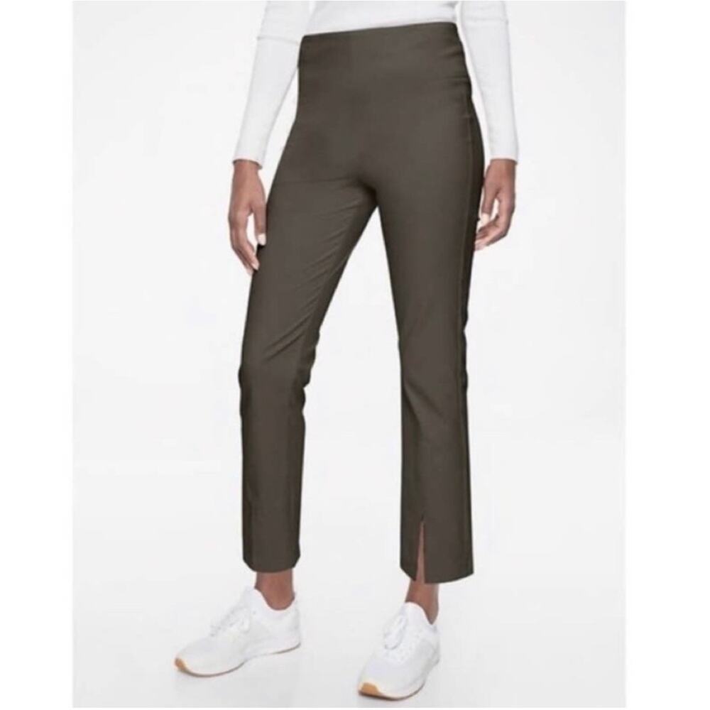 Athleta Pants Womens 0 Arbor Olive Wander Slim Straight Crop High Rise Stretch